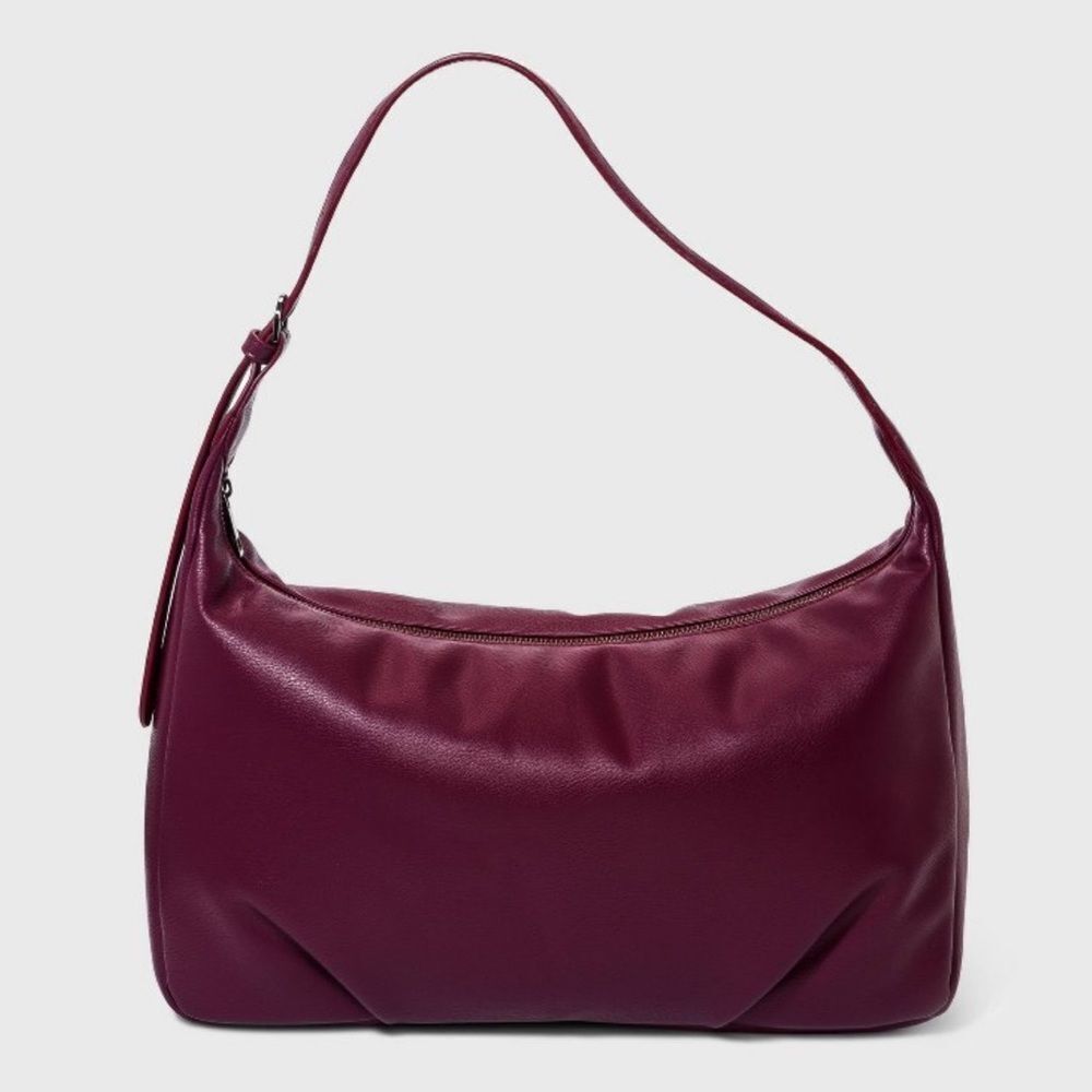 A New Day Burgundy Soft Large Faux Leather Shoulder Bag